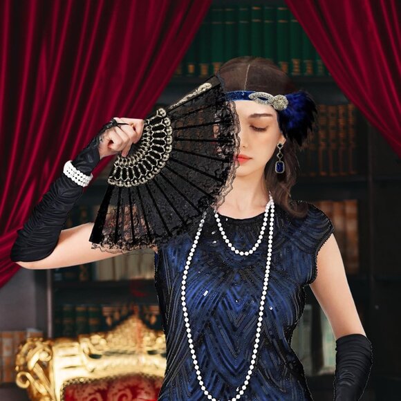 Women's Flapper Dress Sequin Fringe Beaded 1920s Costume Accessories - Picture 5 of 7